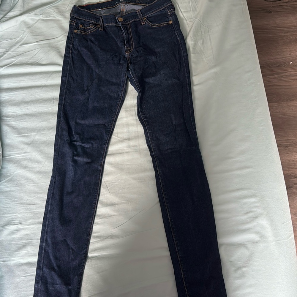 Seven 7 for all mankind dark blue low rise skinny jeans size 27